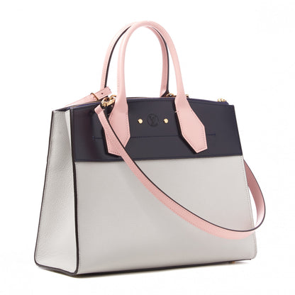 Louis Vuitton Calfskin City Steamer MM Gris Antartica Navy Rose Doux 2 of 9