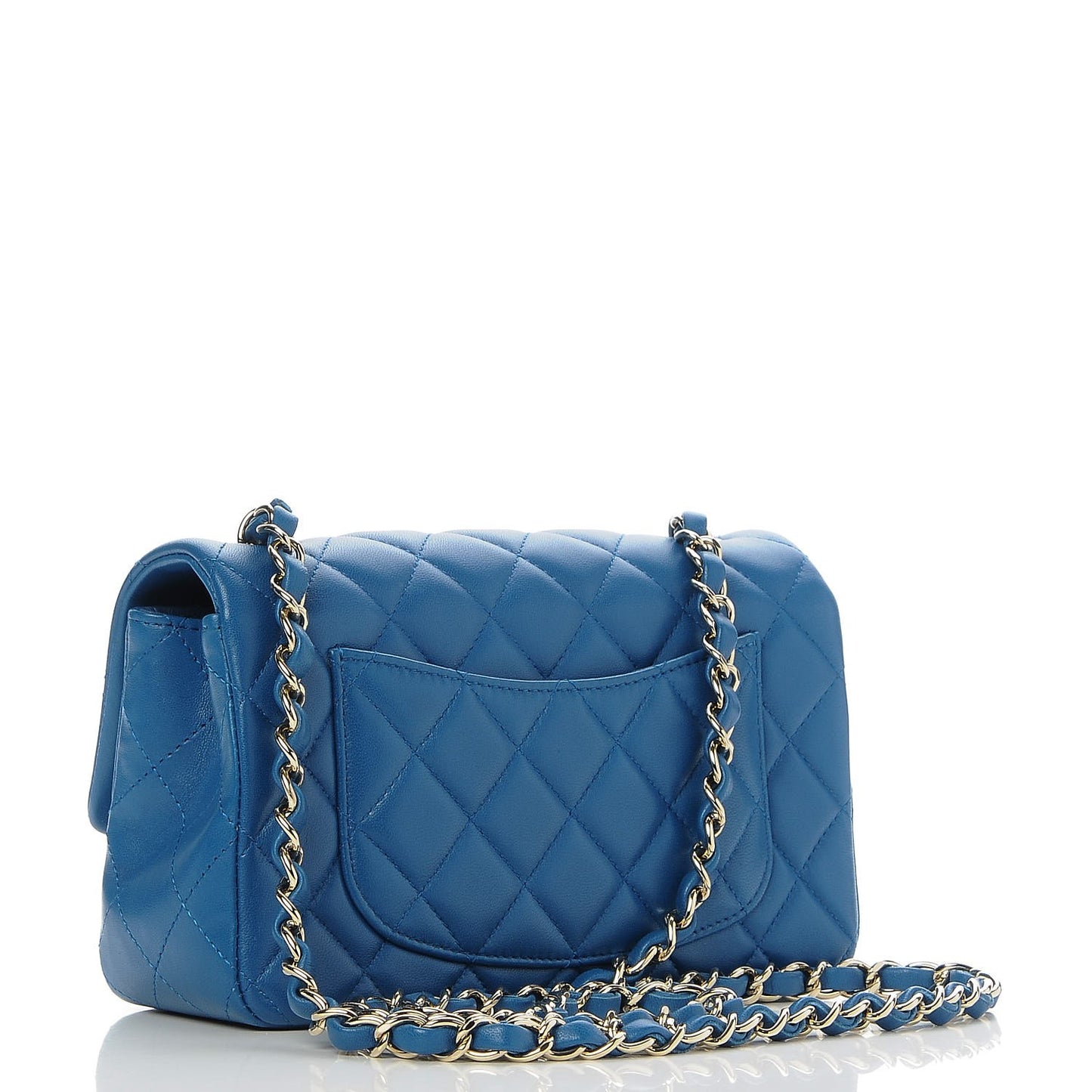 Lambskin Quilted Mini Rectangular Flap Blue