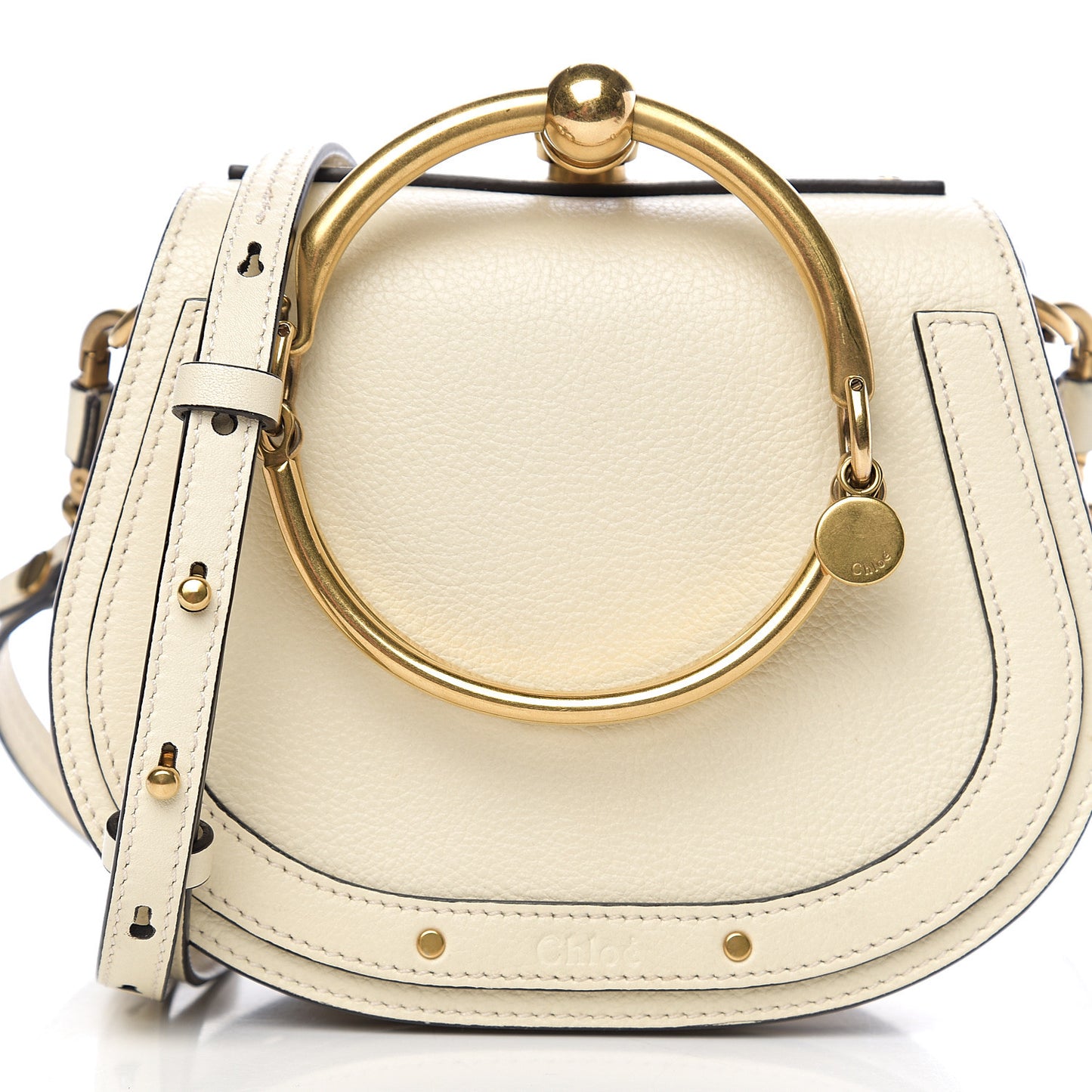 Calfskin Suede Small Nile Bracelet Bag Off White
