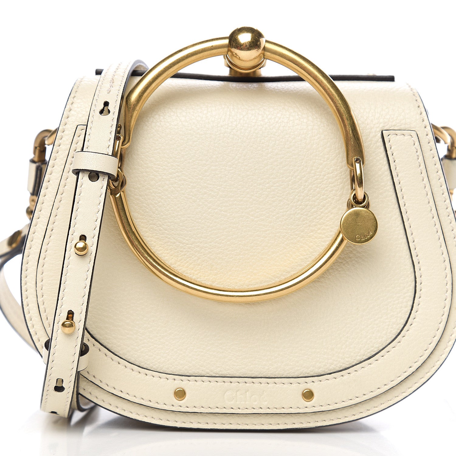 Chloe Calfskin Suede Small Nile Bracelet Bag Off White 8 of 8