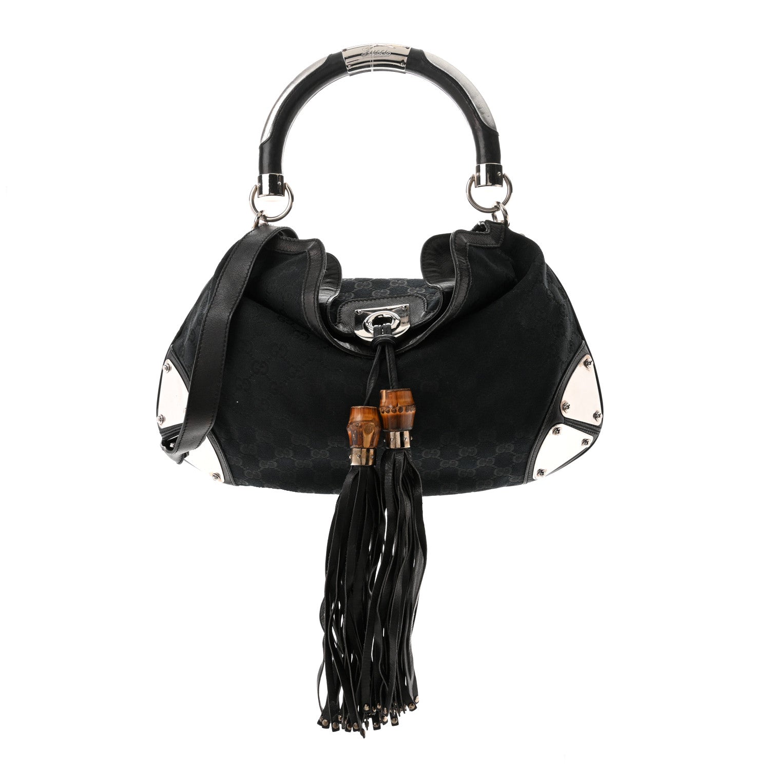 Gucci Monogram Medium Indy Top Handle Hobo Black 1 of 10