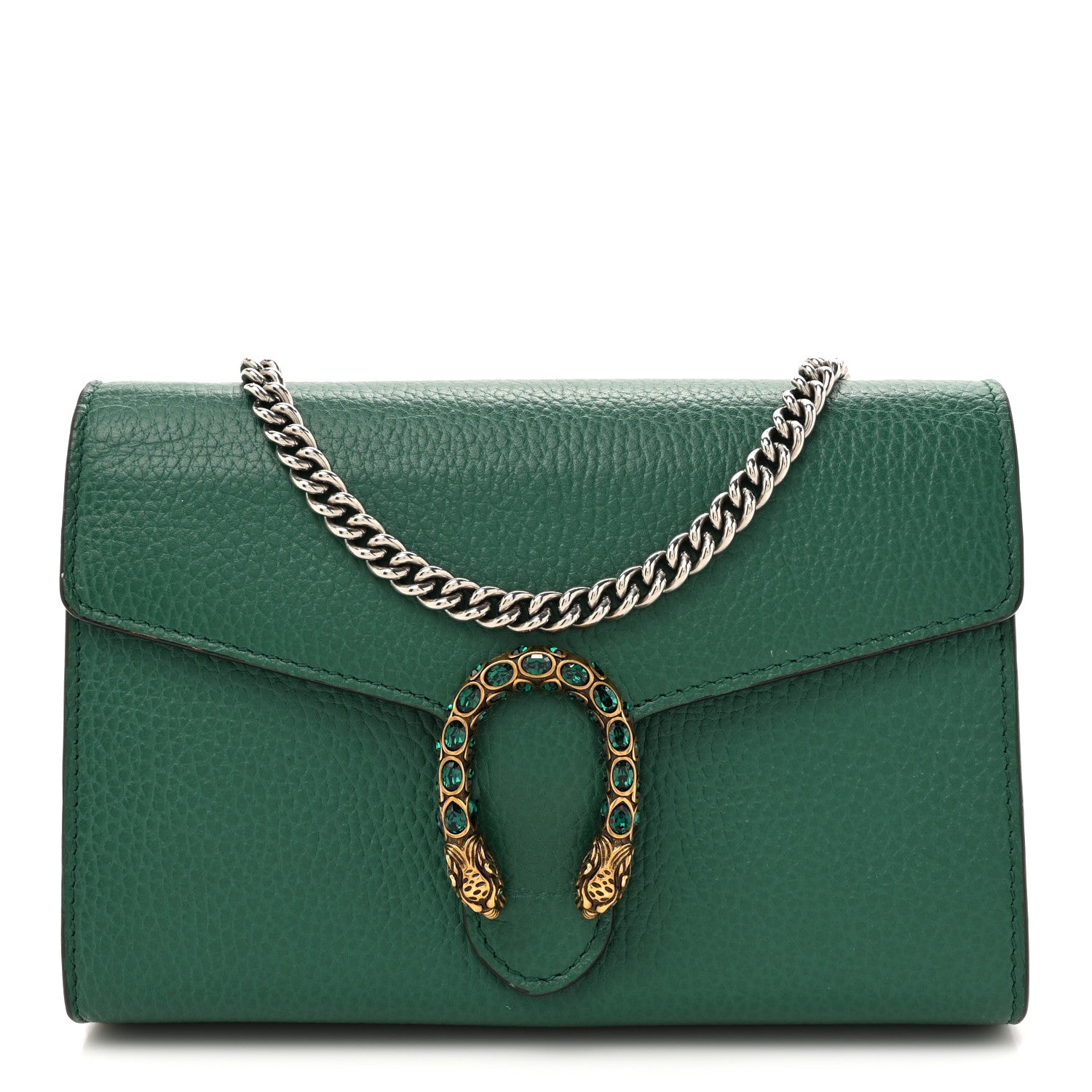 Gucci Calfskin Mini Dionysus Chain Wallet Emerald 1 of 11