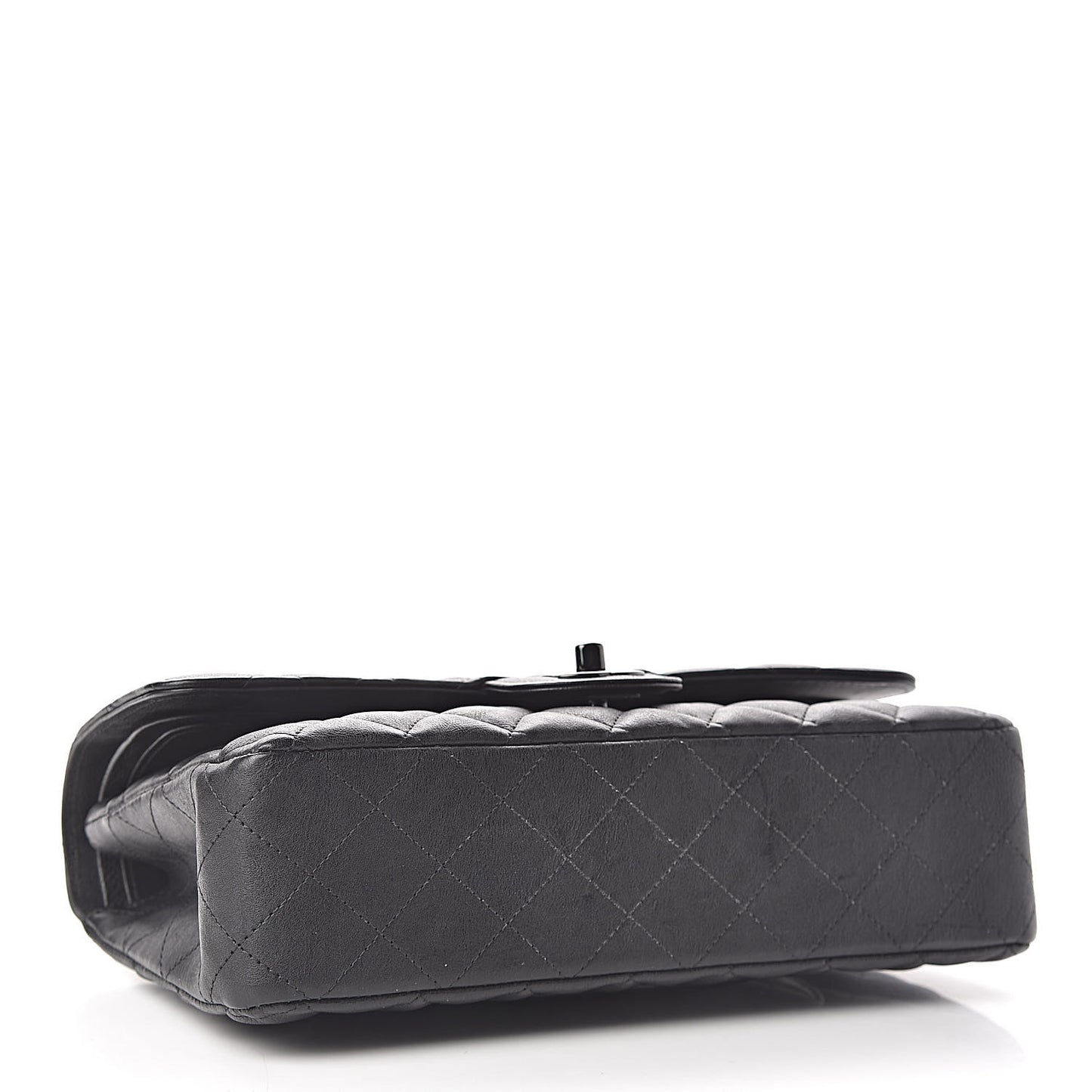 Crumpled Calfskin Quilted Medium Double Flap So Black
