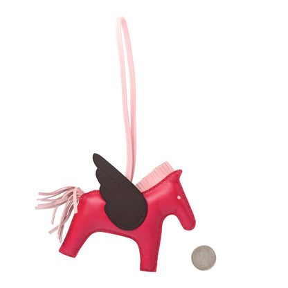 Hermes Milo Lambskin Grigri Rodeo Pegase Horse Bag Charm MM Framboise Rose Sakura Rouge Sellier 2 of 4