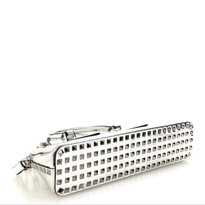 Valentino Garavani Mirror Calfskin Rockstud East West Top Handle Bag Silver 3 of 9
