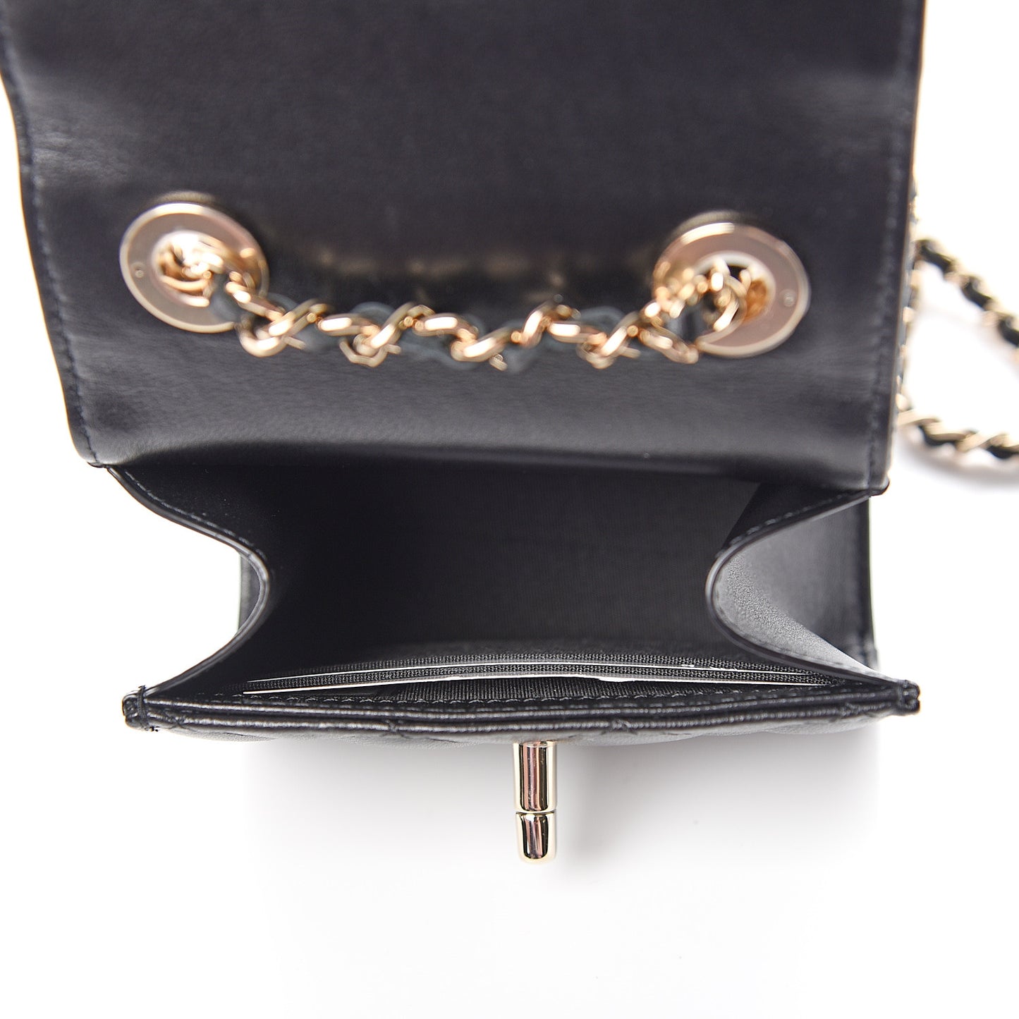 Lambskin Quilted Mini Trendy CC Chain Wallet Black