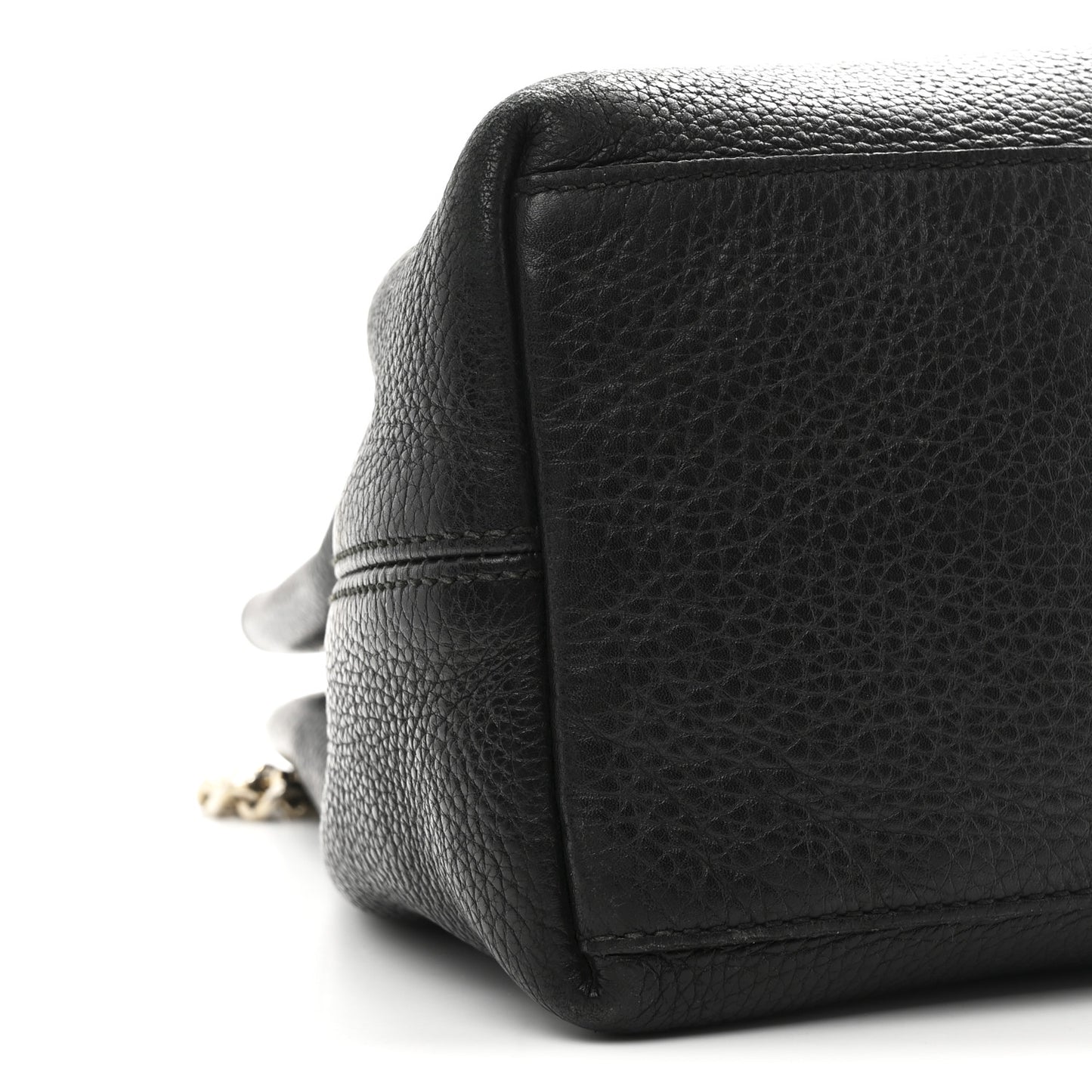 Pebbled Calfskin Medium Soho Chain Shoulder Bag Black