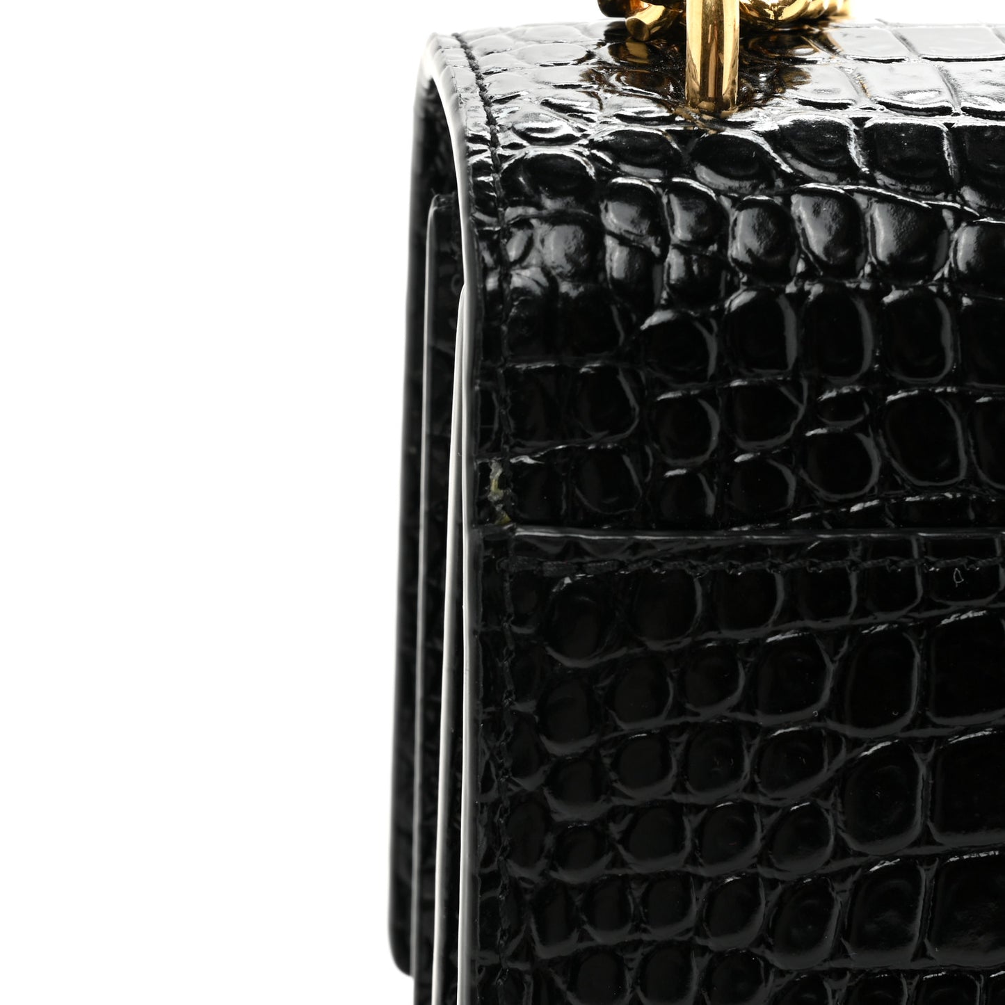 Calfskin Crocodile Embossed Medium Monogram Sunset Black