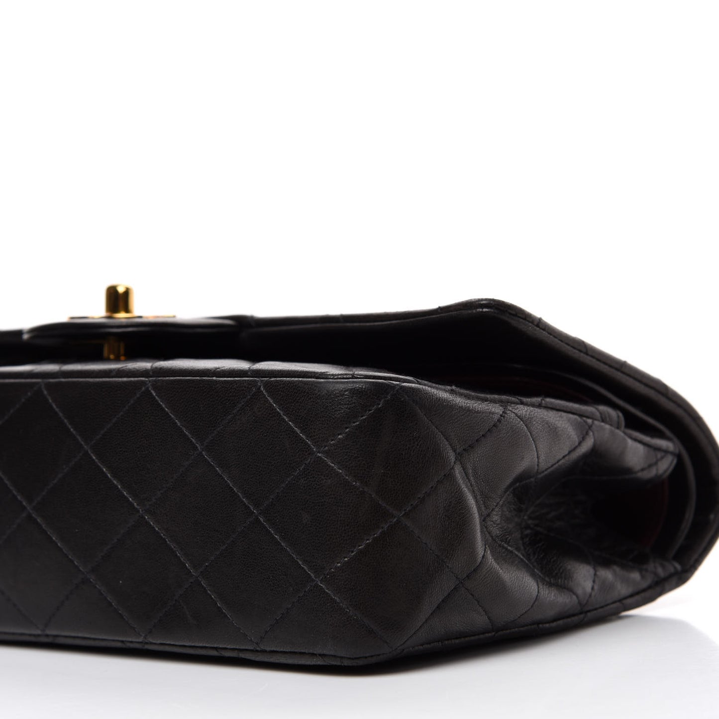 Lambskin Quilted Medium Double Flap Black