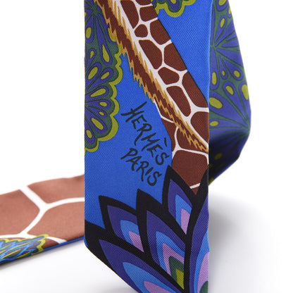 Hermes Silk The Three Graces Twilly Bleu Vert Marron 3 of 4