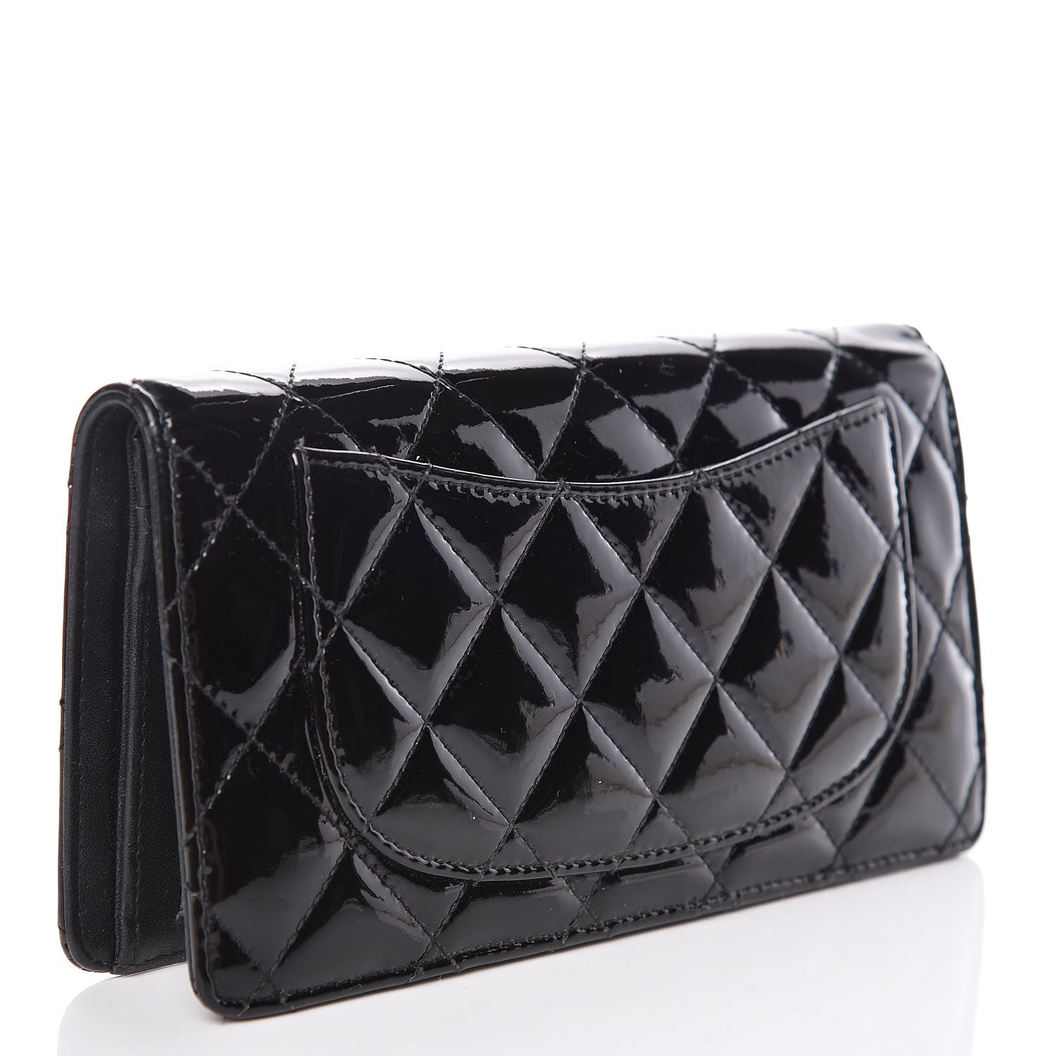 Chanel Patent Quilted Yen Wallet Black 3 of 13