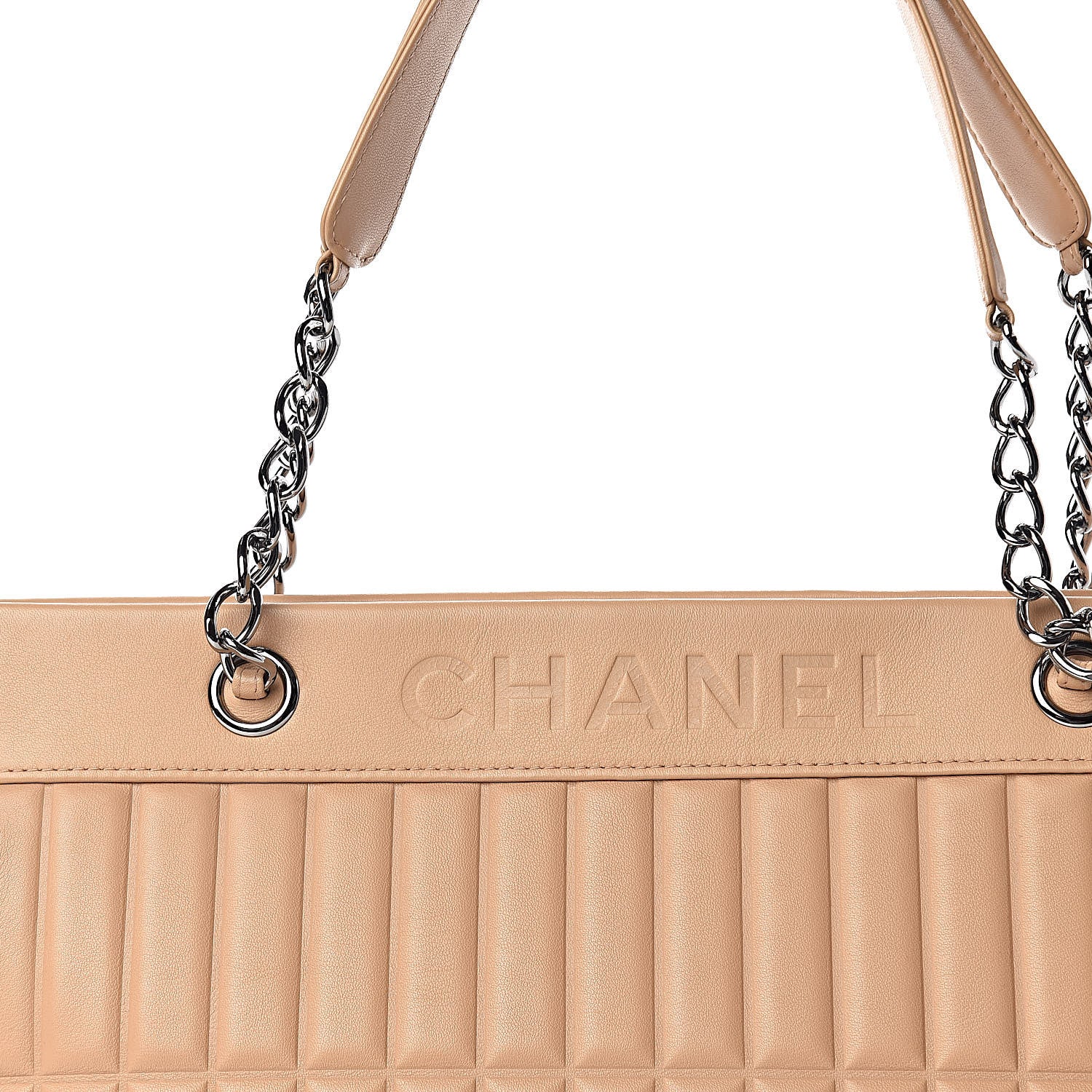 Chanel Calfskin Vertical Quilted Lax East West Shoulder Bag Beige 10 of 11