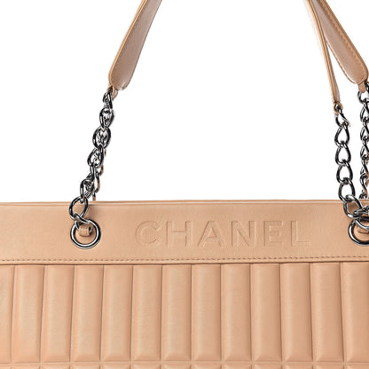 Chanel Calfskin Vertical Quilted Lax East West Shoulder Bag Beige 10 of 11