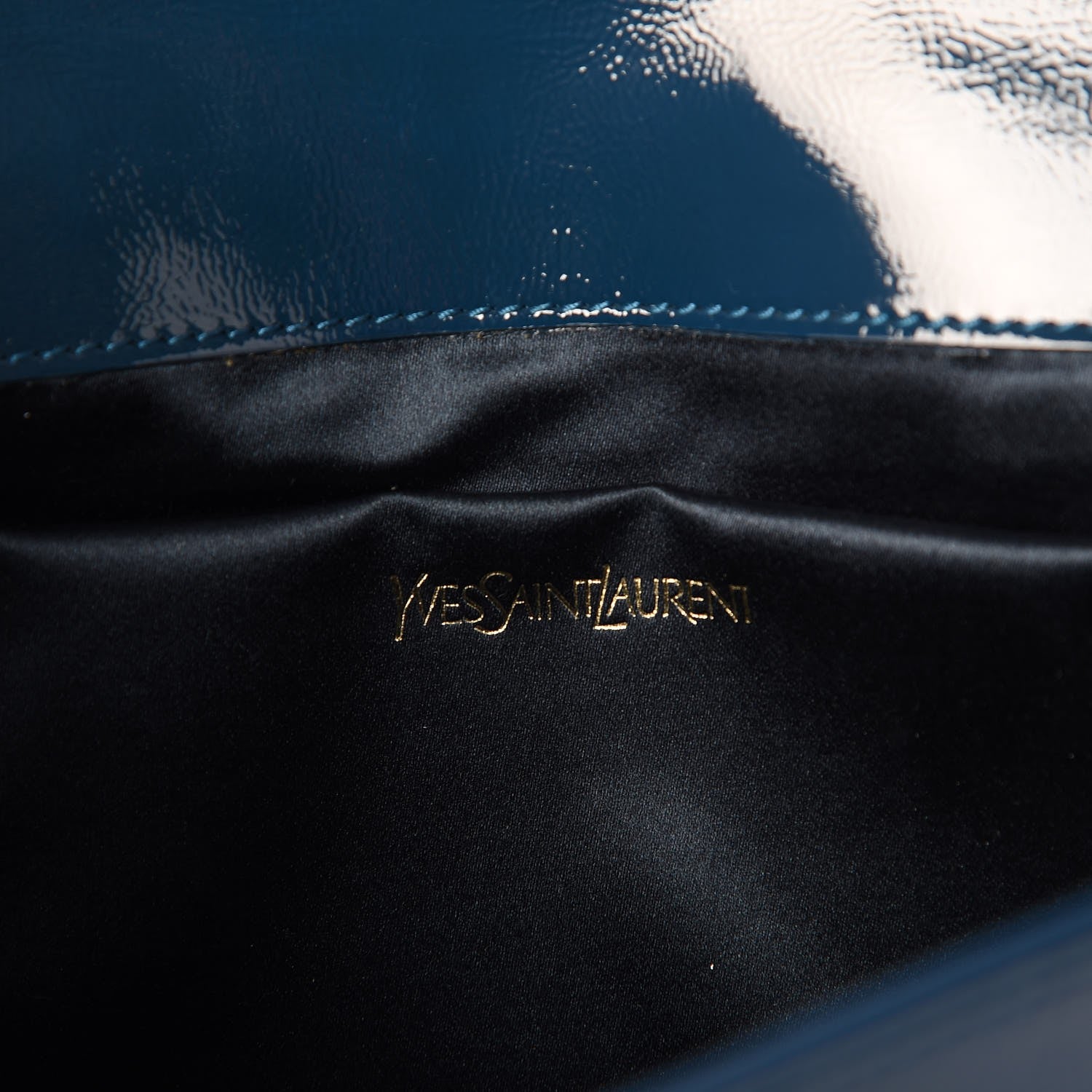Saint Laurent Textured Patent Large Belle de Jour Clutch Blue 6 of 7