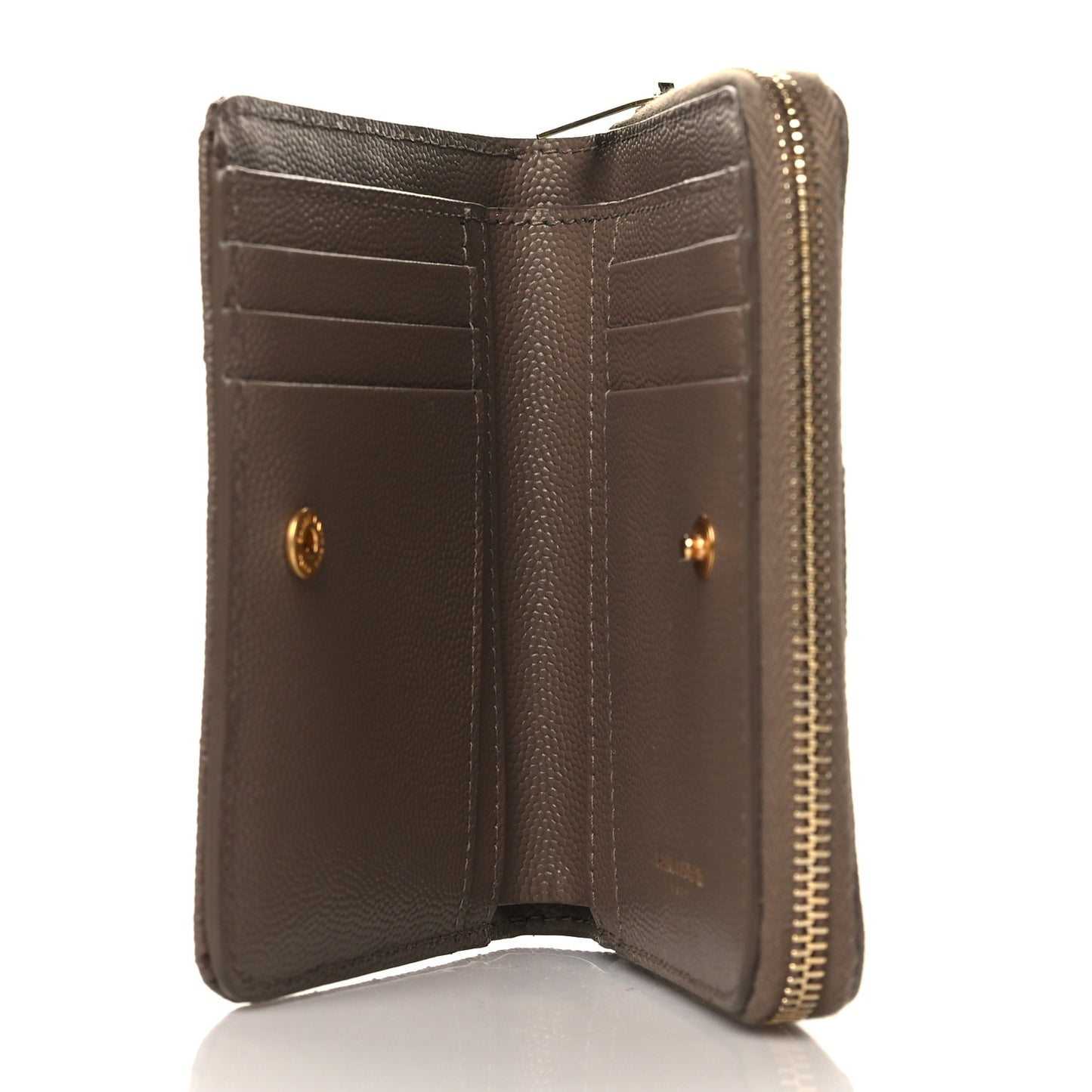 Grain De Poudre Matelasse Chevron Monogram Compact Bi-Fold Wallet Taupe
