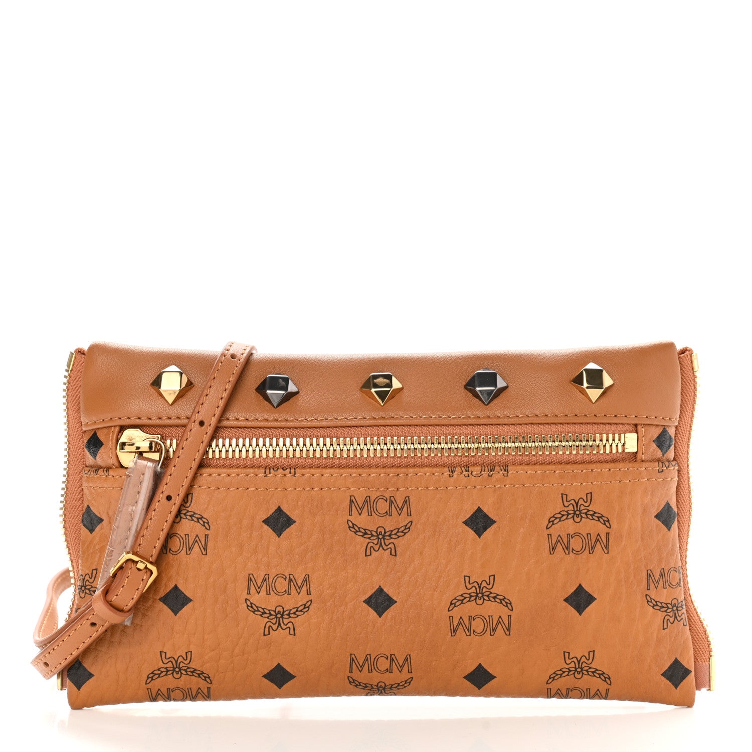 MCM Visetos Studded Medium Dual Stark Backpack Cognac 11 of 13
