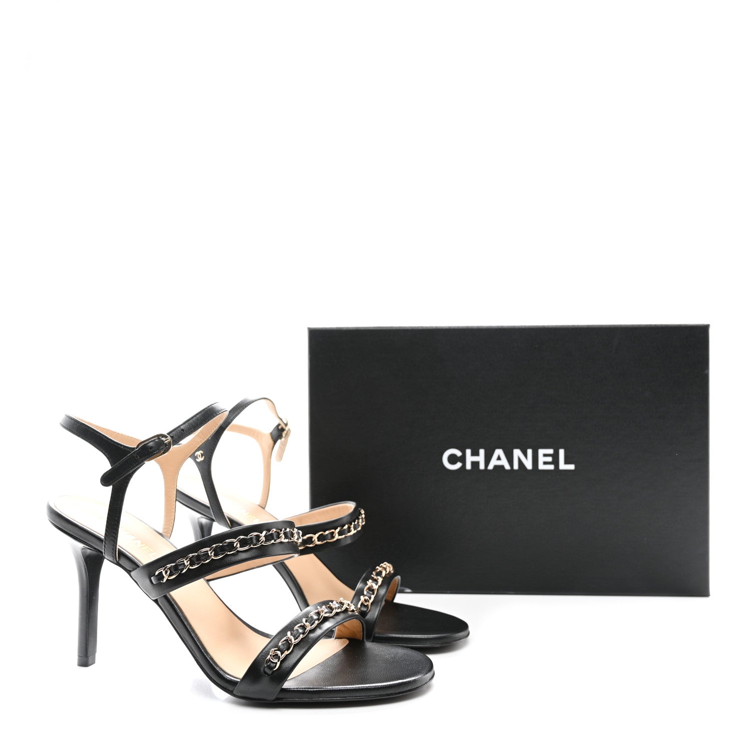 Chanel Lambskin Chain Strap Sandals 39 Black 9 of 9