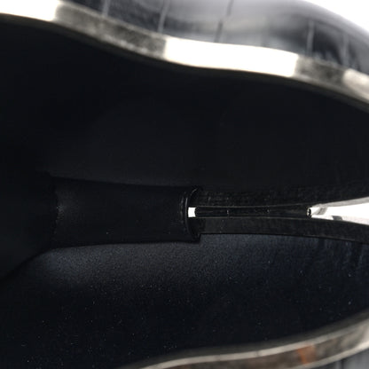 Saint Laurent Calfskin Crocodile Embossed Monogram Love Box Bag Black 5 of 9