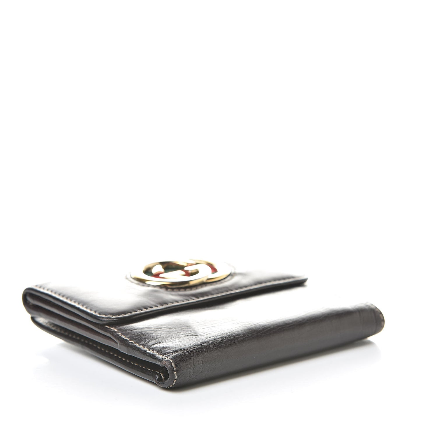 Calfskin Compact Britt Wallet Dark Brown