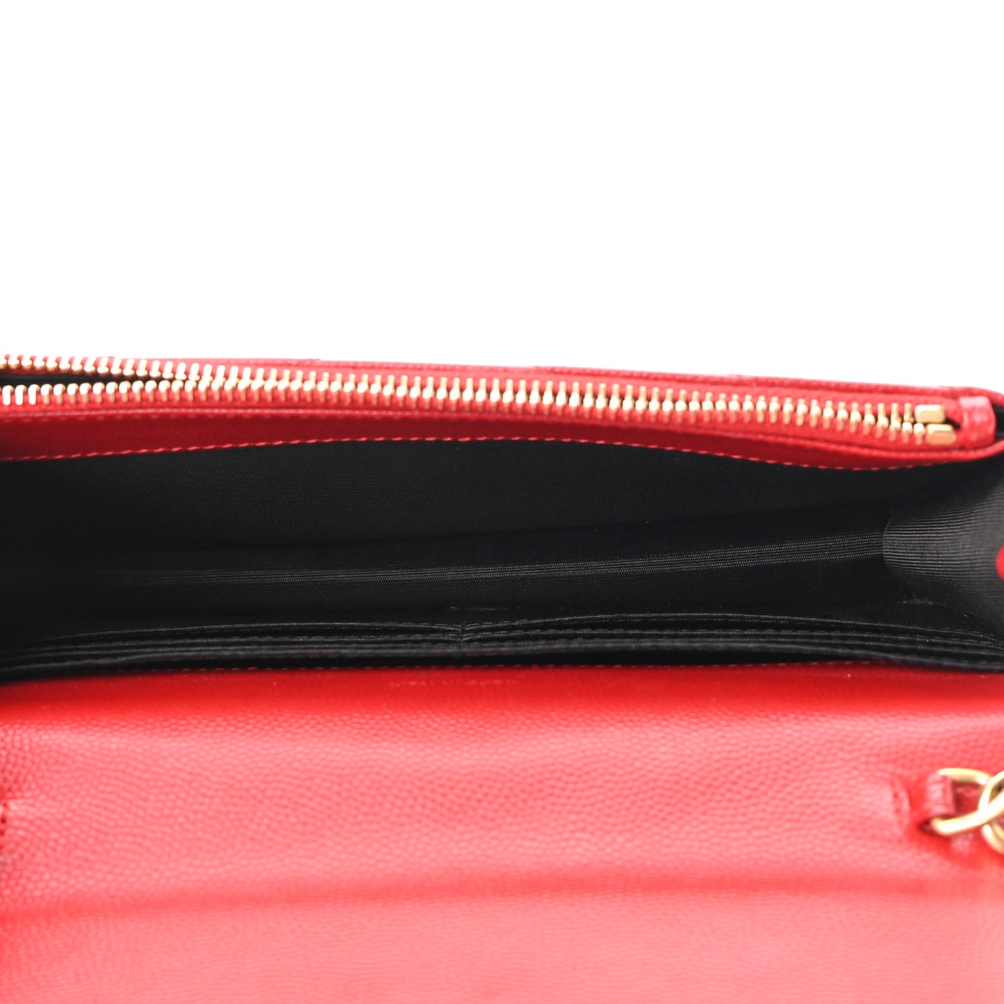 Grain De Poudre Matelasse Chevron Monogram Envelope Chain Wallet New Red