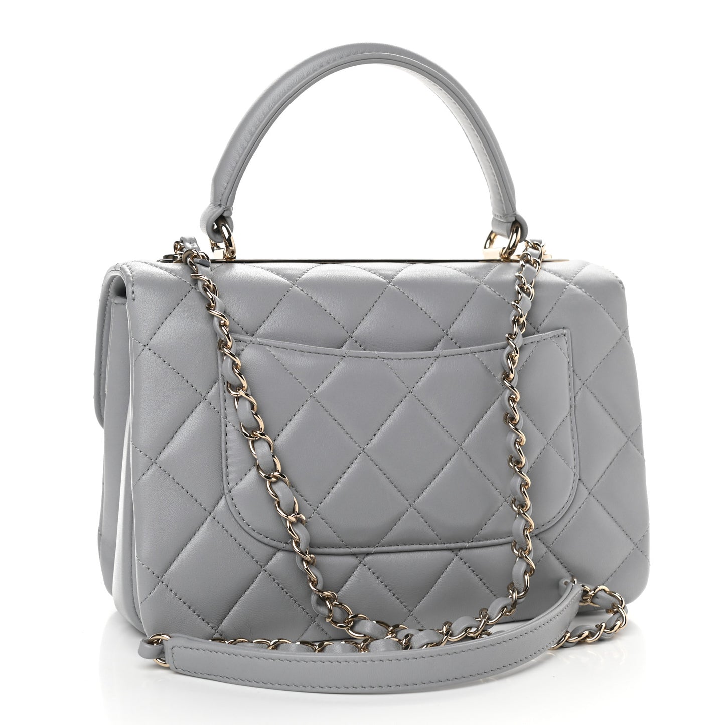Lambskin Quilted Small Trendy CC Flap Dual Handle Bag Grey