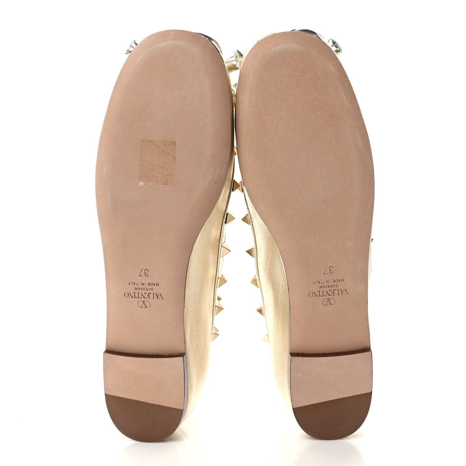 Valentino Garavani Metallic Calfskin Rockstud Bow Ballerina Flats 37 Platino 5 of 9