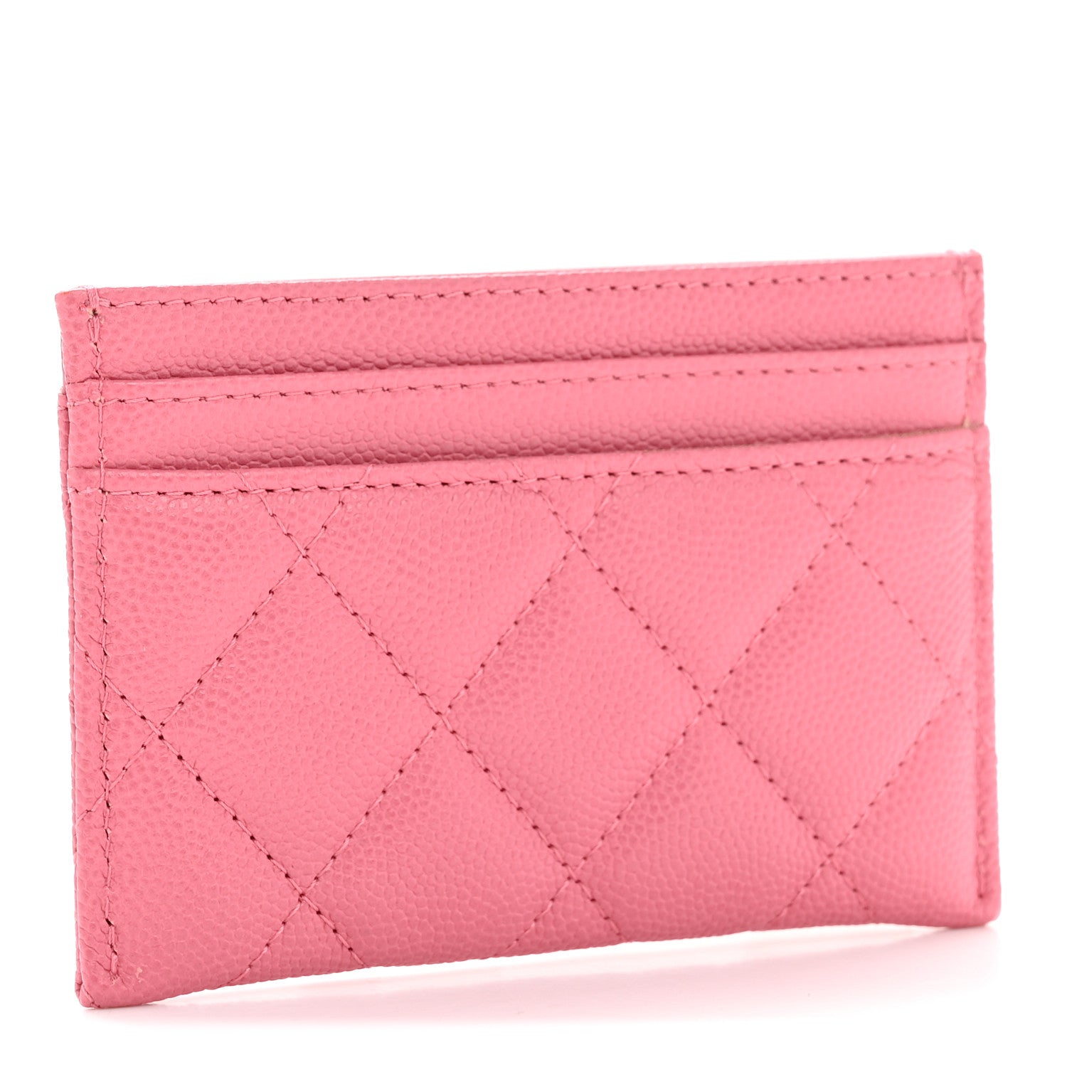 Chanel Caviar Quilted Textured CC Card Holder Pink 5 of 20