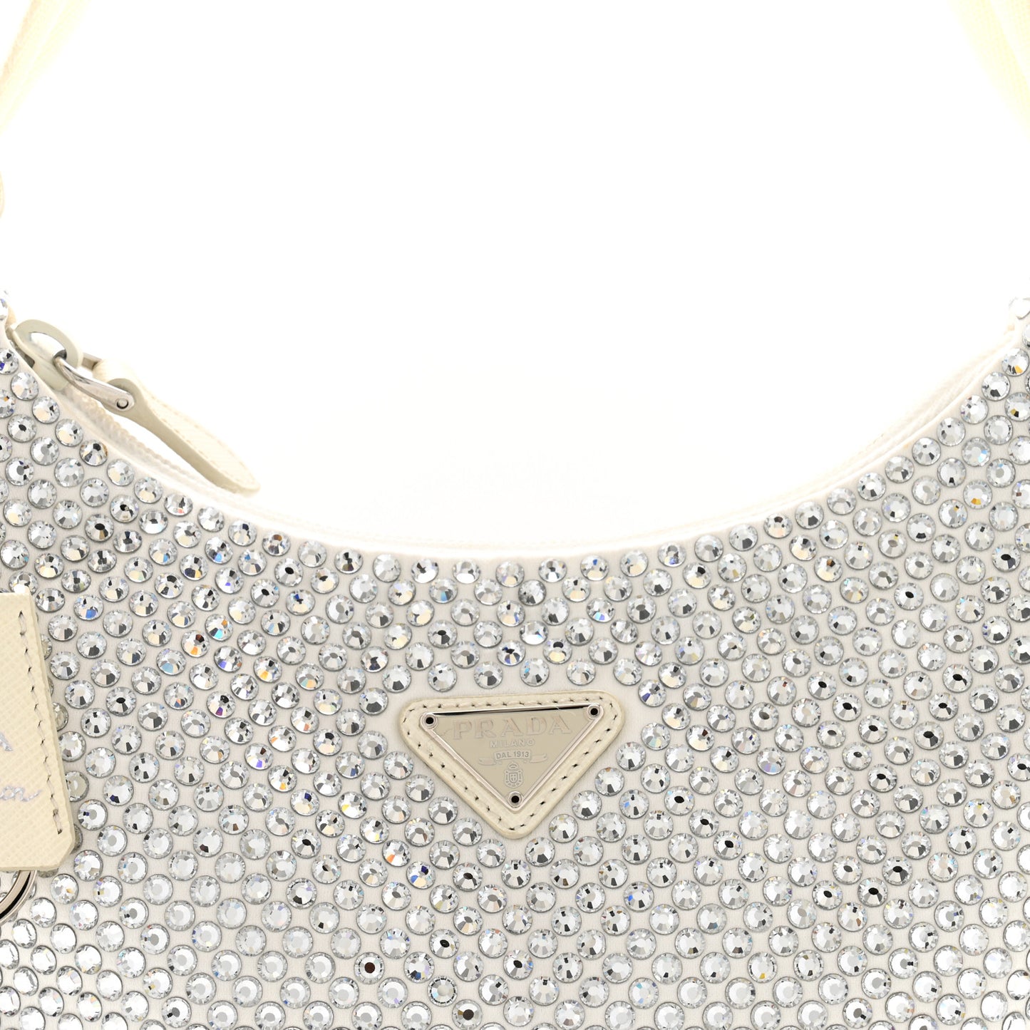 Satin Crystal Mini Re-Edition 2000 Bag White
