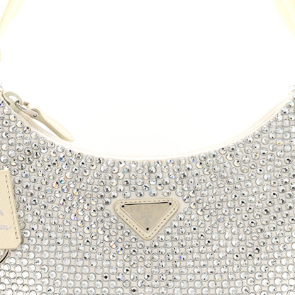 Prada Satin Crystal Mini Re-Edition 2000 Bag White 8 of 12