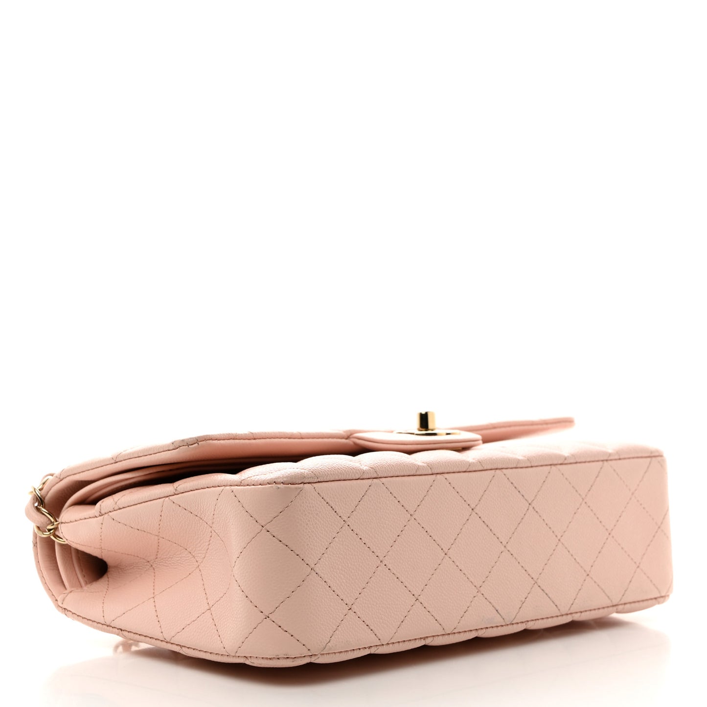 Caviar Quilted Medium Double Flap Light Pink