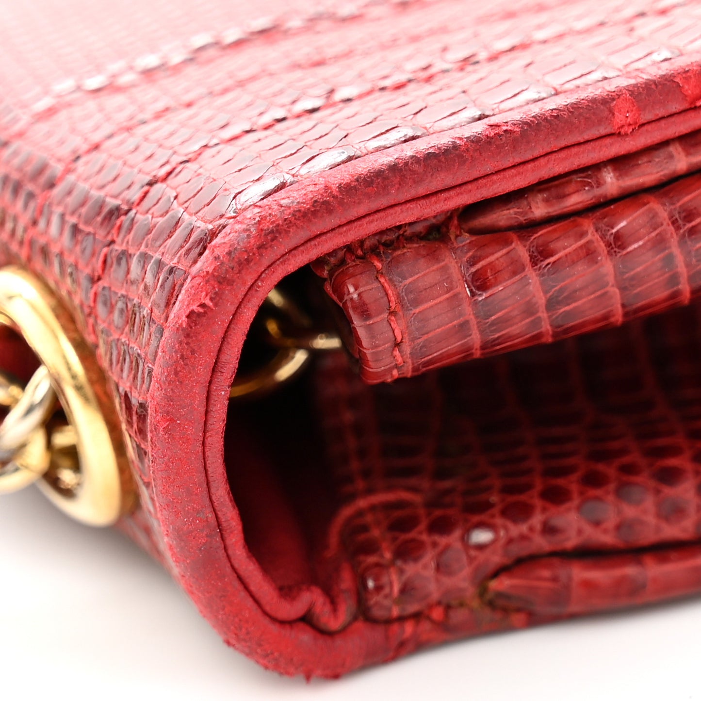 Lizard CC Mini Flap Bag Red