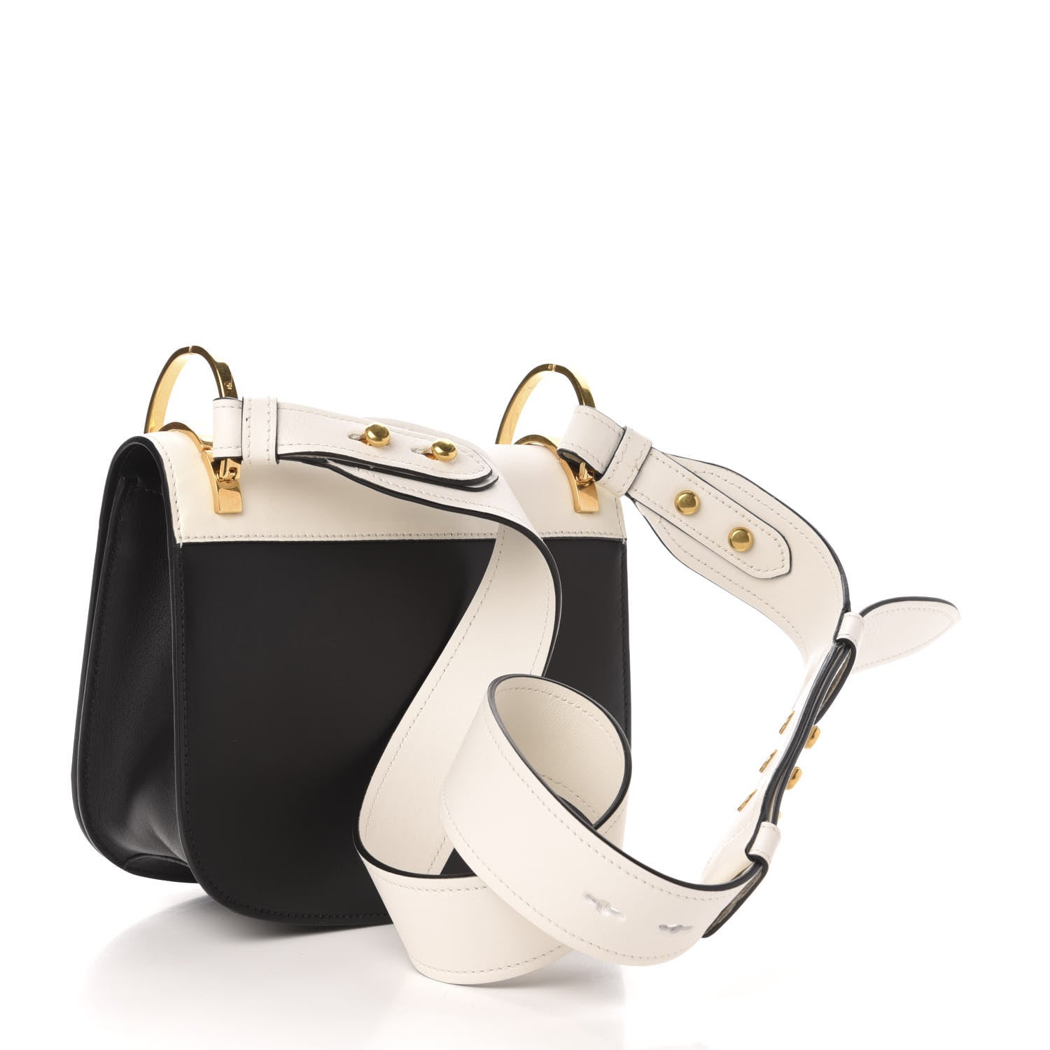 Prada City Calf Pionniere Saddle Bag Black White 3 of 10