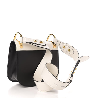 Prada City Calf Pionniere Saddle Bag Black White 3 of 10