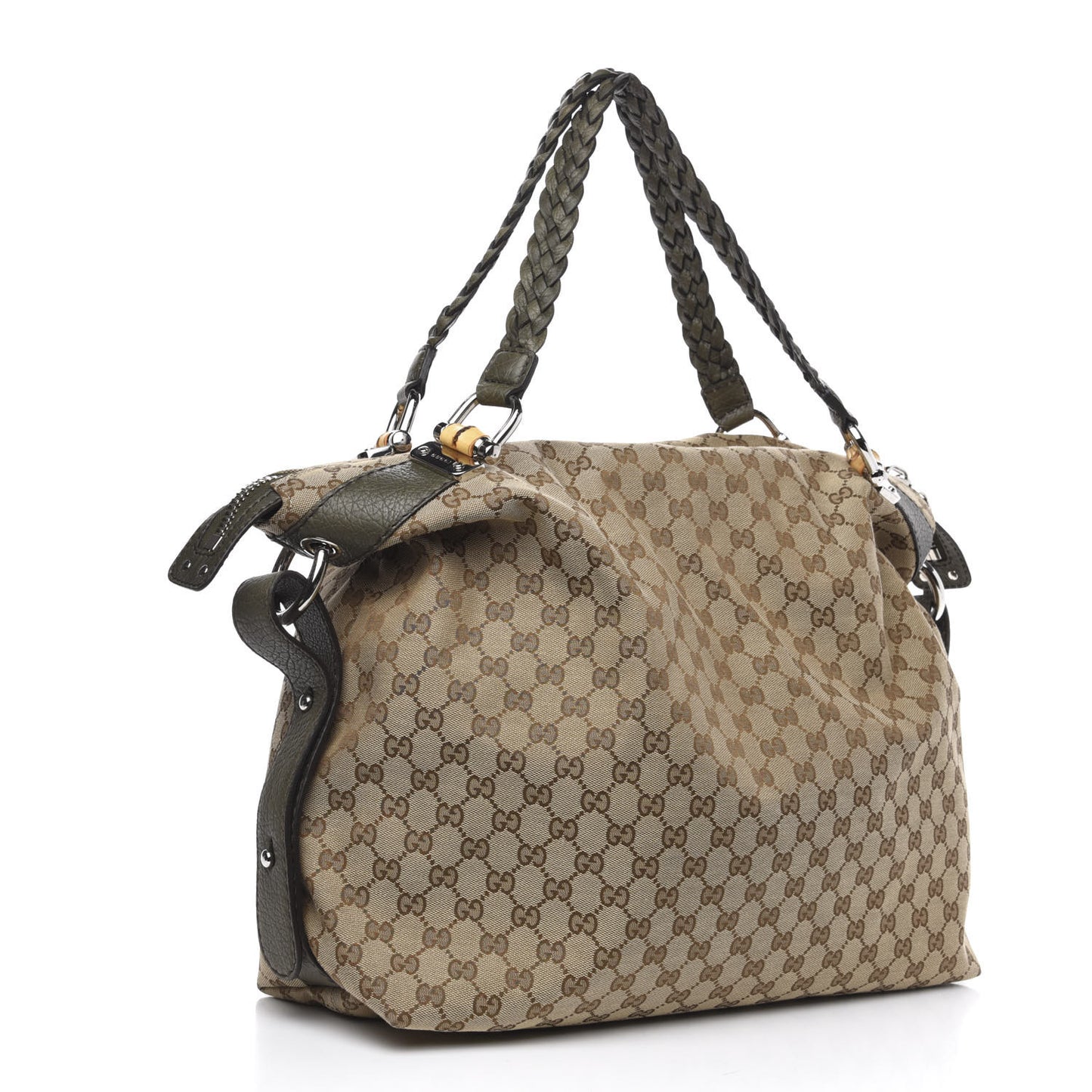 Monogram Large Bamboo Bar Tassel Shoulder Bag Brown