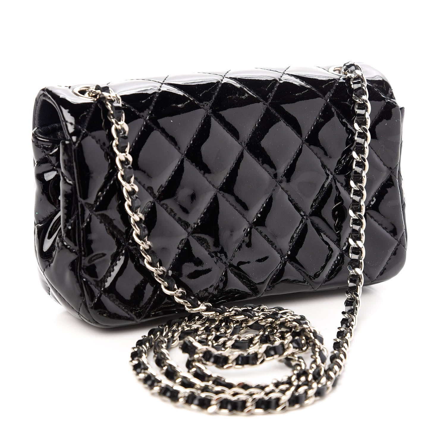 Chanel Patent Calfskin Quilted Extra Mini Rectangular Flap Black 3 of 10