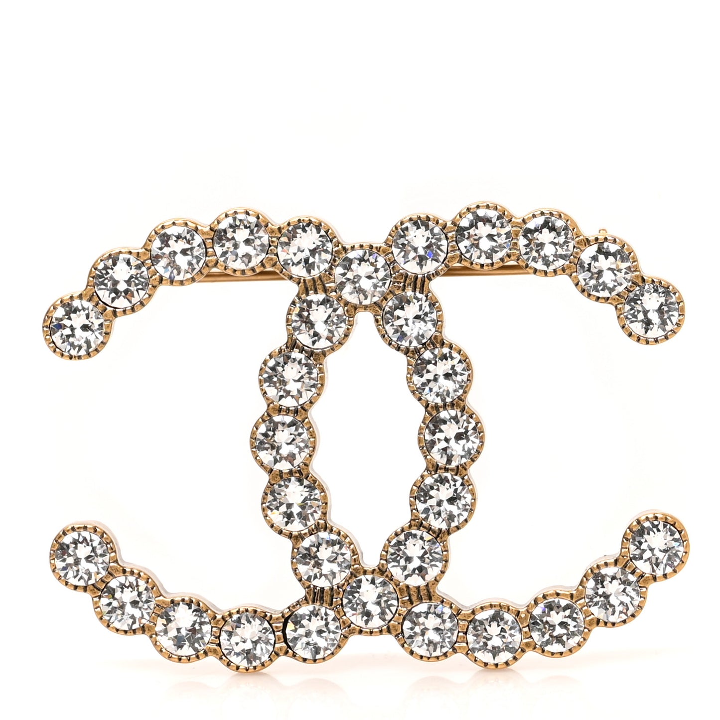 Metal Crystal City of Lights CC Brooch Gold