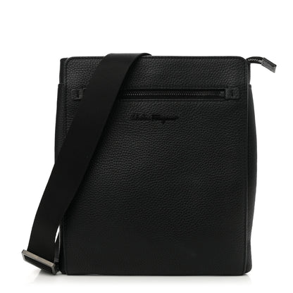Salvatore Ferragamo Grained Calfskin Messenger Black 1 of 9
