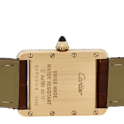 Cartier 18K Yellow Gold Alligator 22mm Tank Louis Quartz Watch Brown 4 of 5