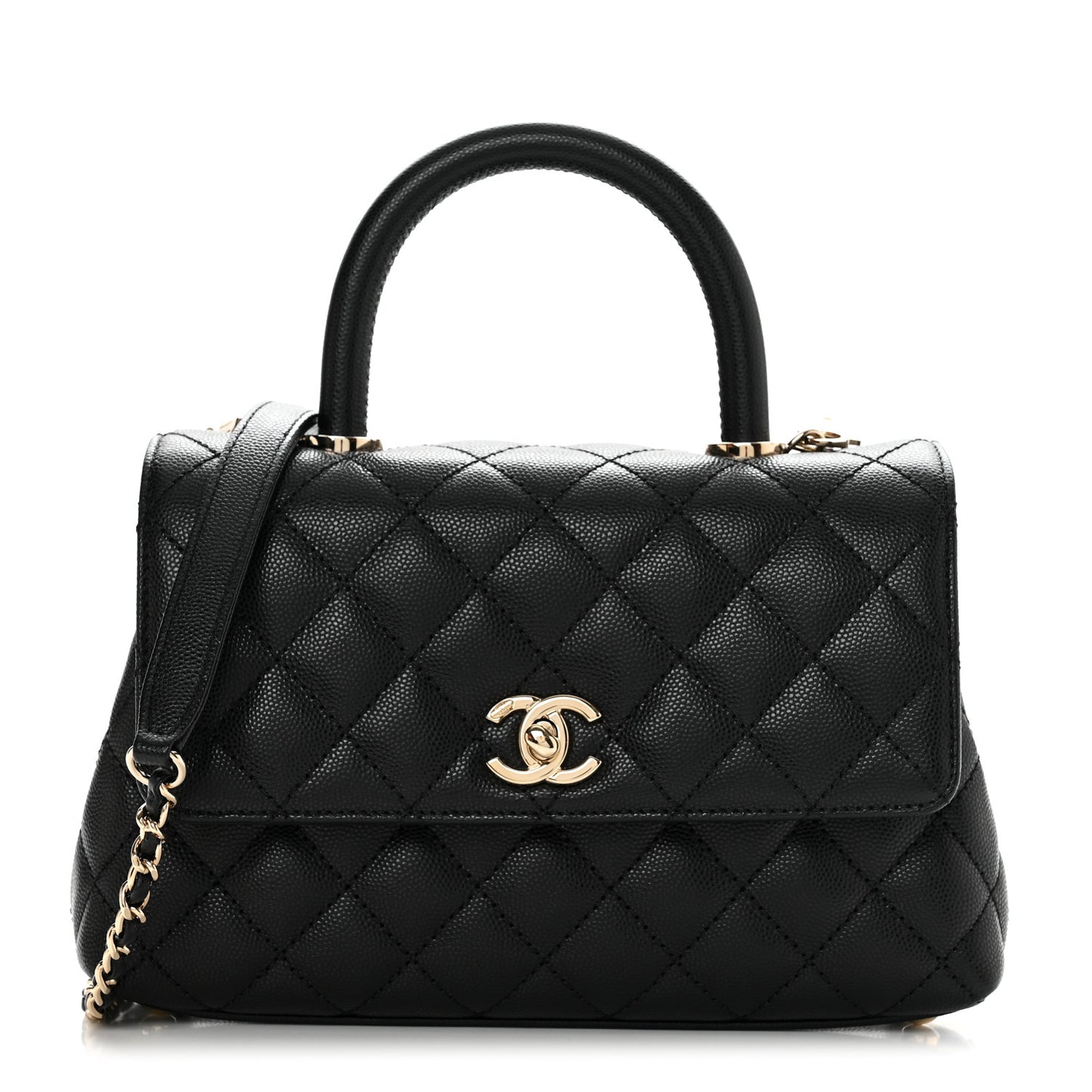 Caviar Quilted Mini Coco Handle Flap Black