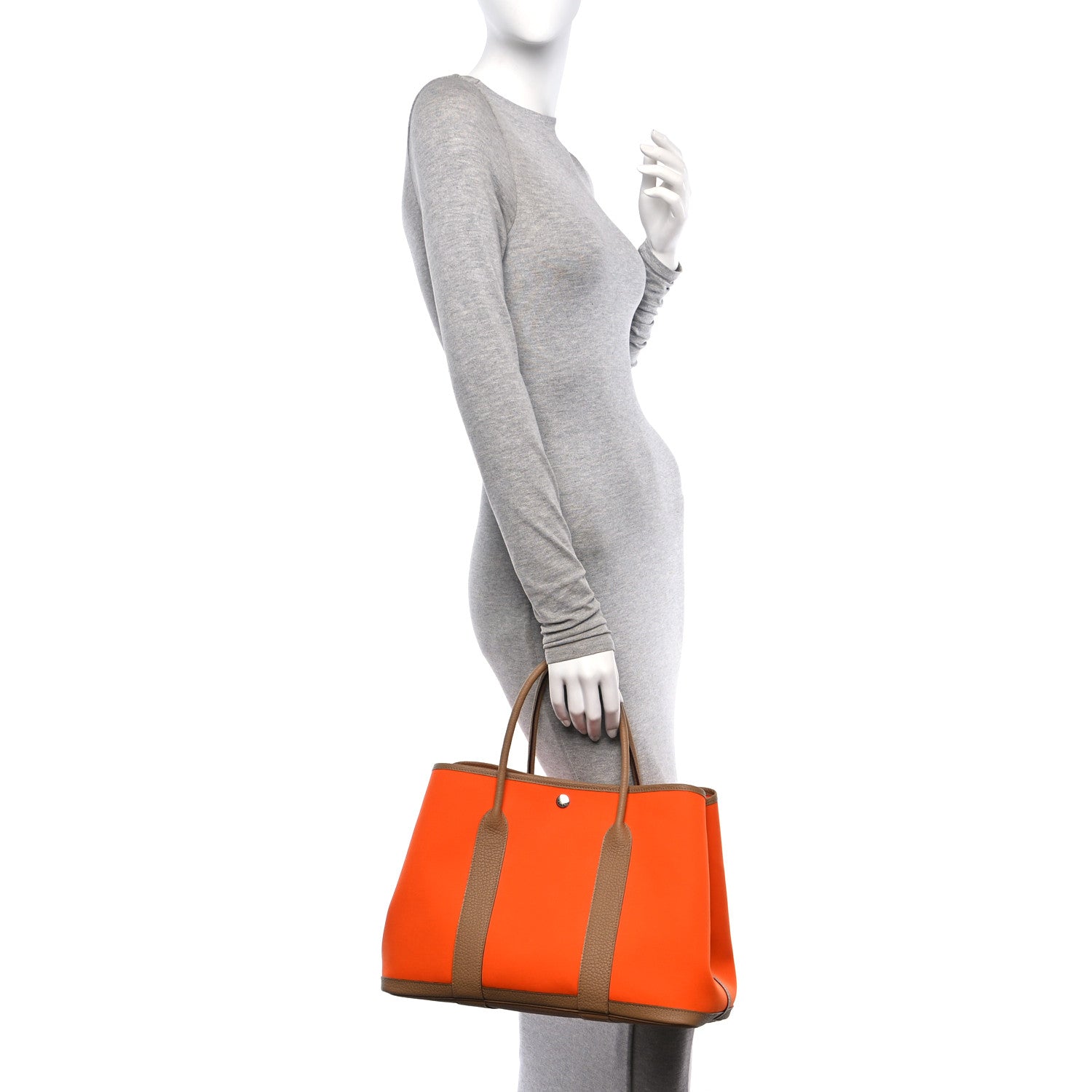 Hermes Toile Militaire Vache Country Garden Party 36 MM Orange Chai 2 of 10