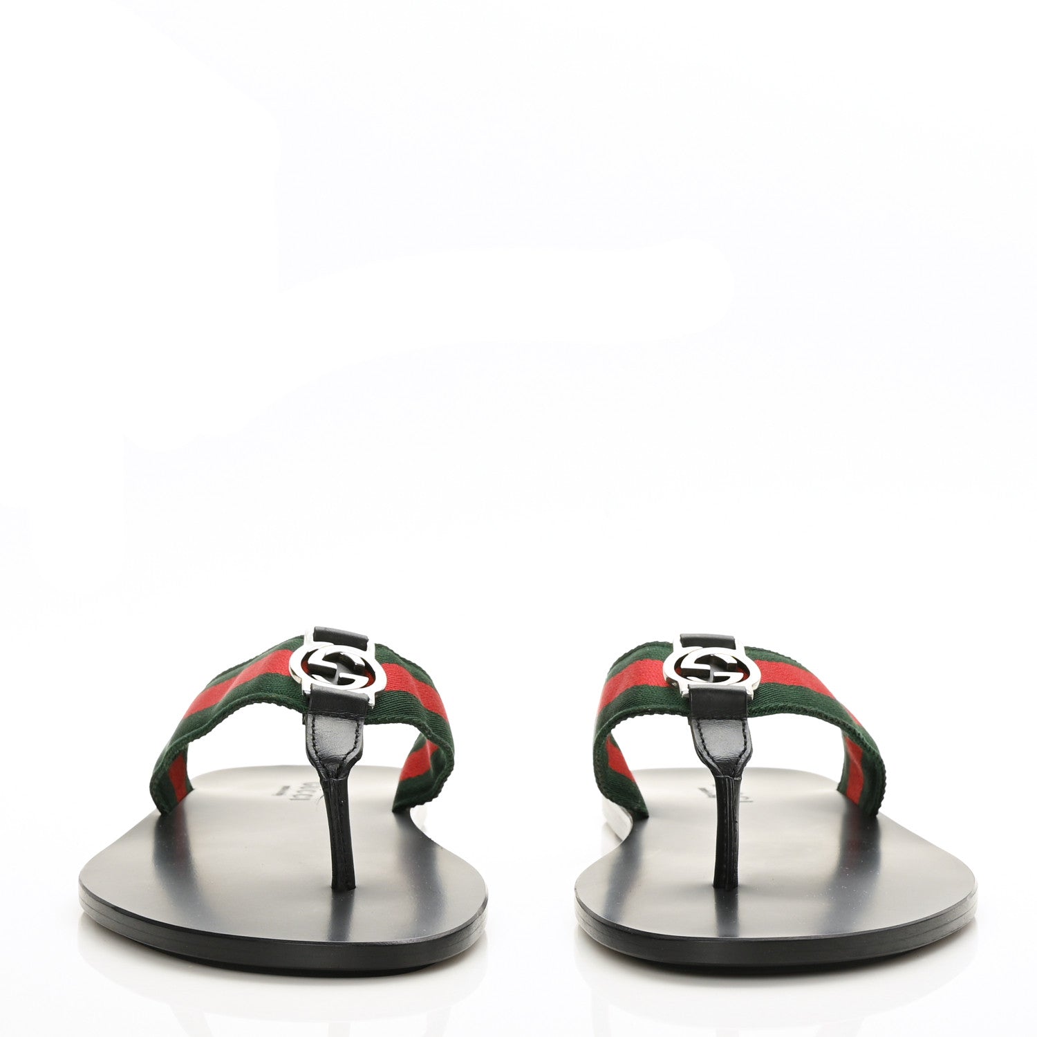 Gucci Nylon Calfskin Web Mens Thong Sandals 8 Green Red Black 2 of 7
