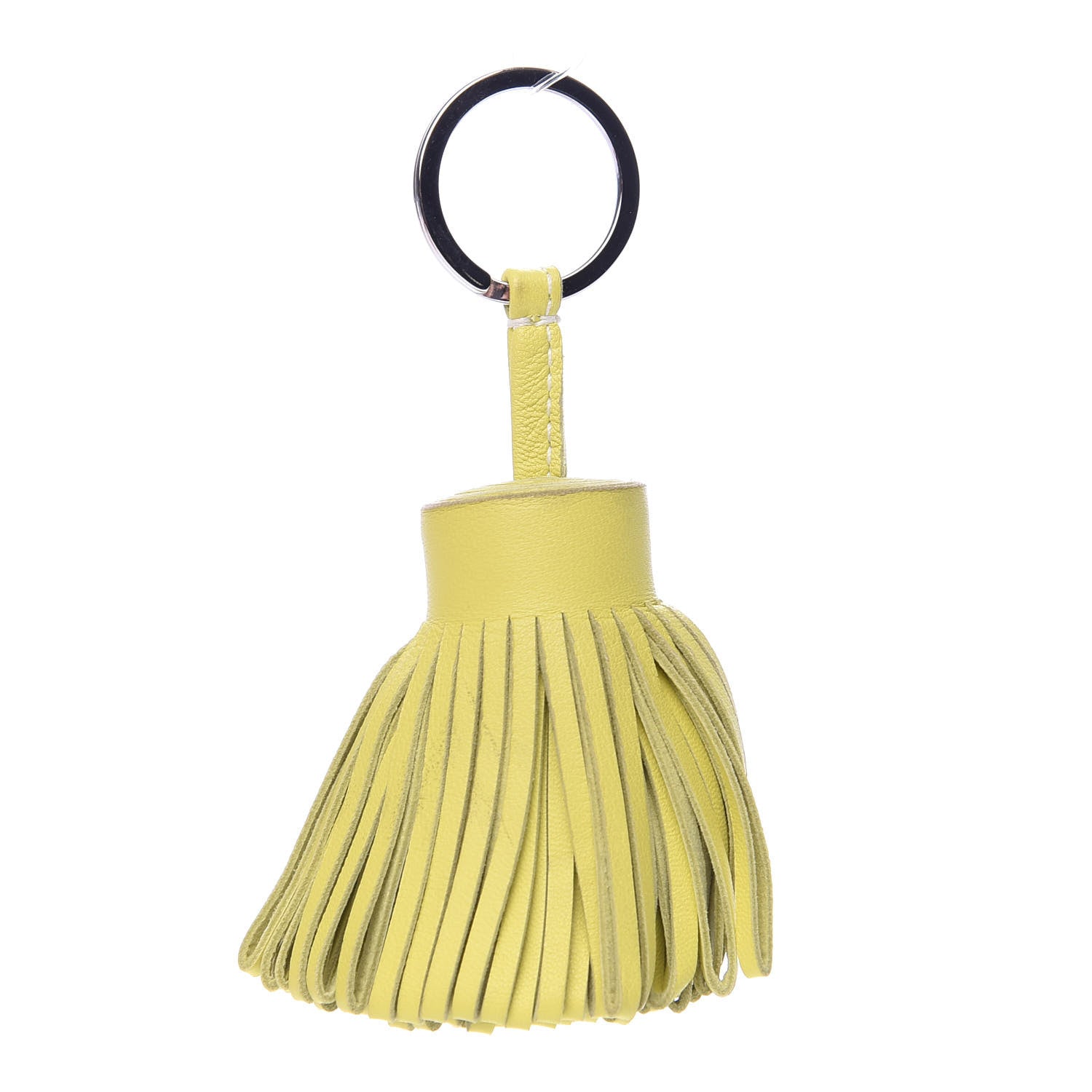 Hermes Lambskin Carmen Tassel Key Holder Lime 1 of 3