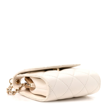 Chanel Lambskin Quilted Kiss Lock Top Handle Flap Clutch With Chain White 3 of 9