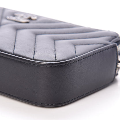 Chanel Calfskin Chevron Quilted Tassel Clutch With Chain Navy 13 of 13