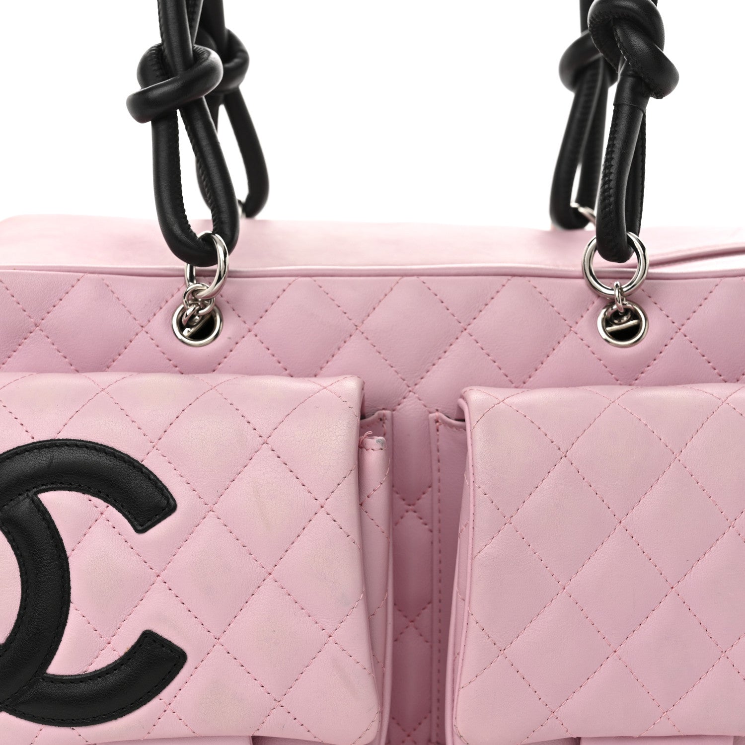 Chanel Calfskin Quilted Large Cambon Multipocket Reporter Pink Black 8 of 11