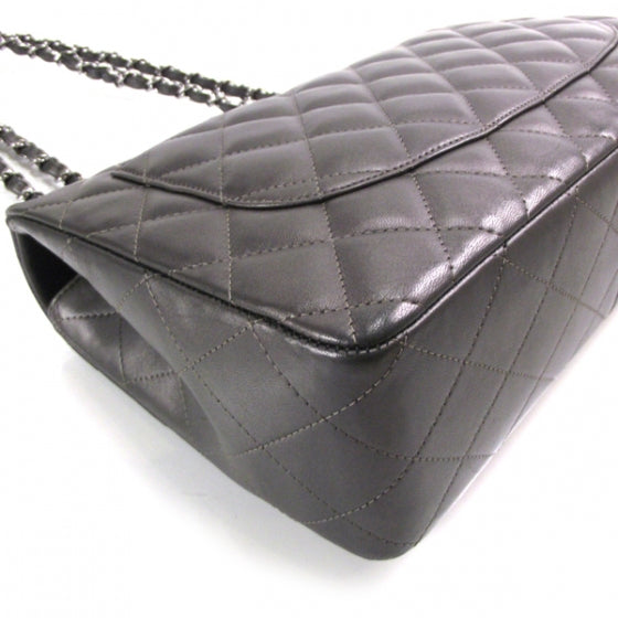 Lambskin Quilted Jumbo Flap Dark Metallic Grey 09A