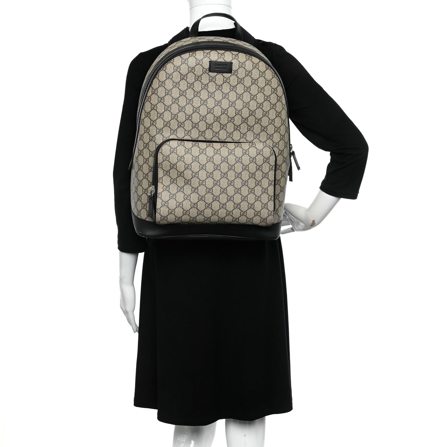GG Supreme Monogram Medium Backpack Black