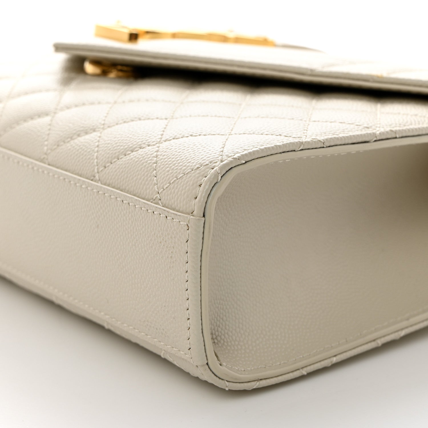 Saint Laurent Grain De Poudre Textured Mixed Matelasse Triquilt Medium Monogram Satchel Crema Soft 11 of 11