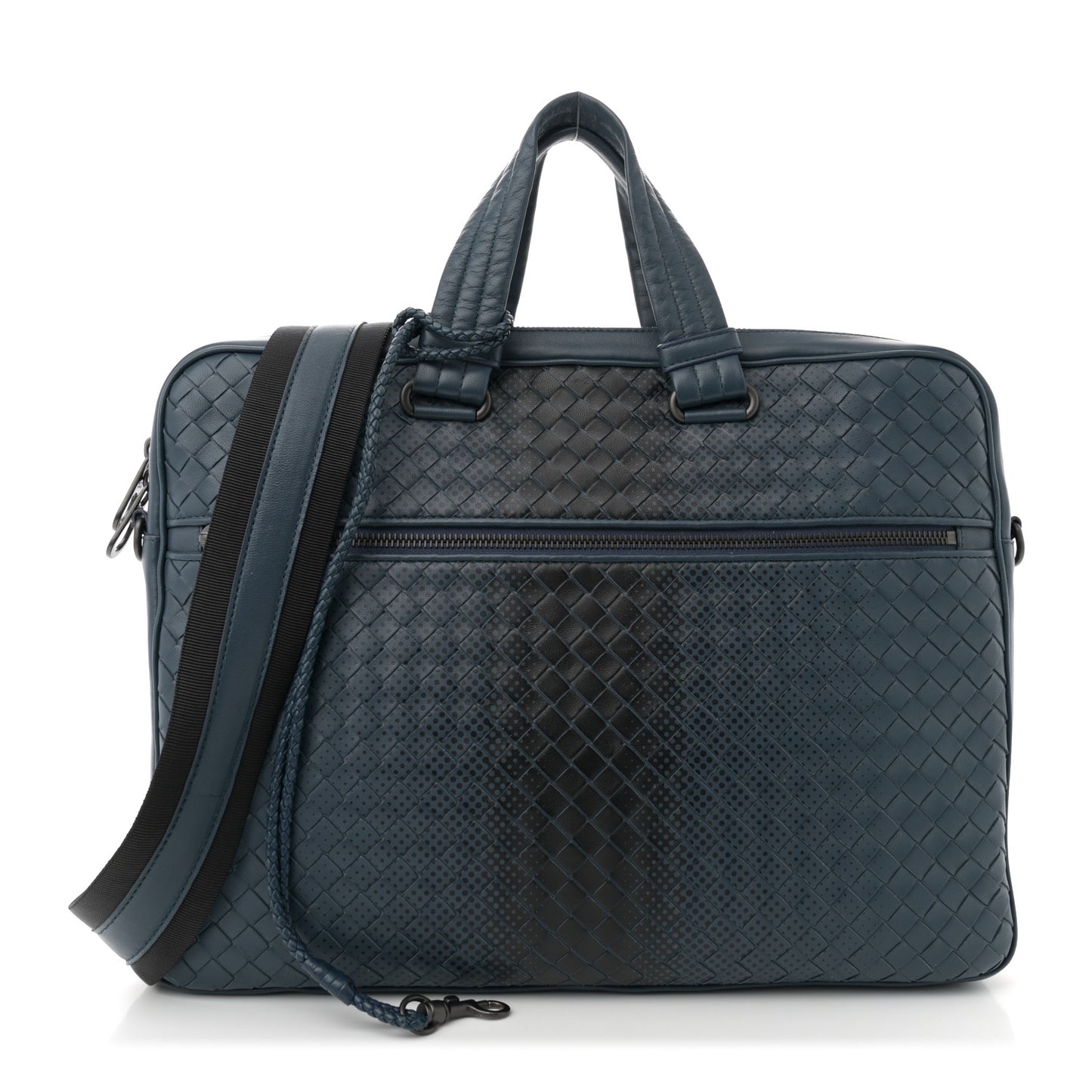 Nappa Intrecciato Medium Briefcase Blue Black