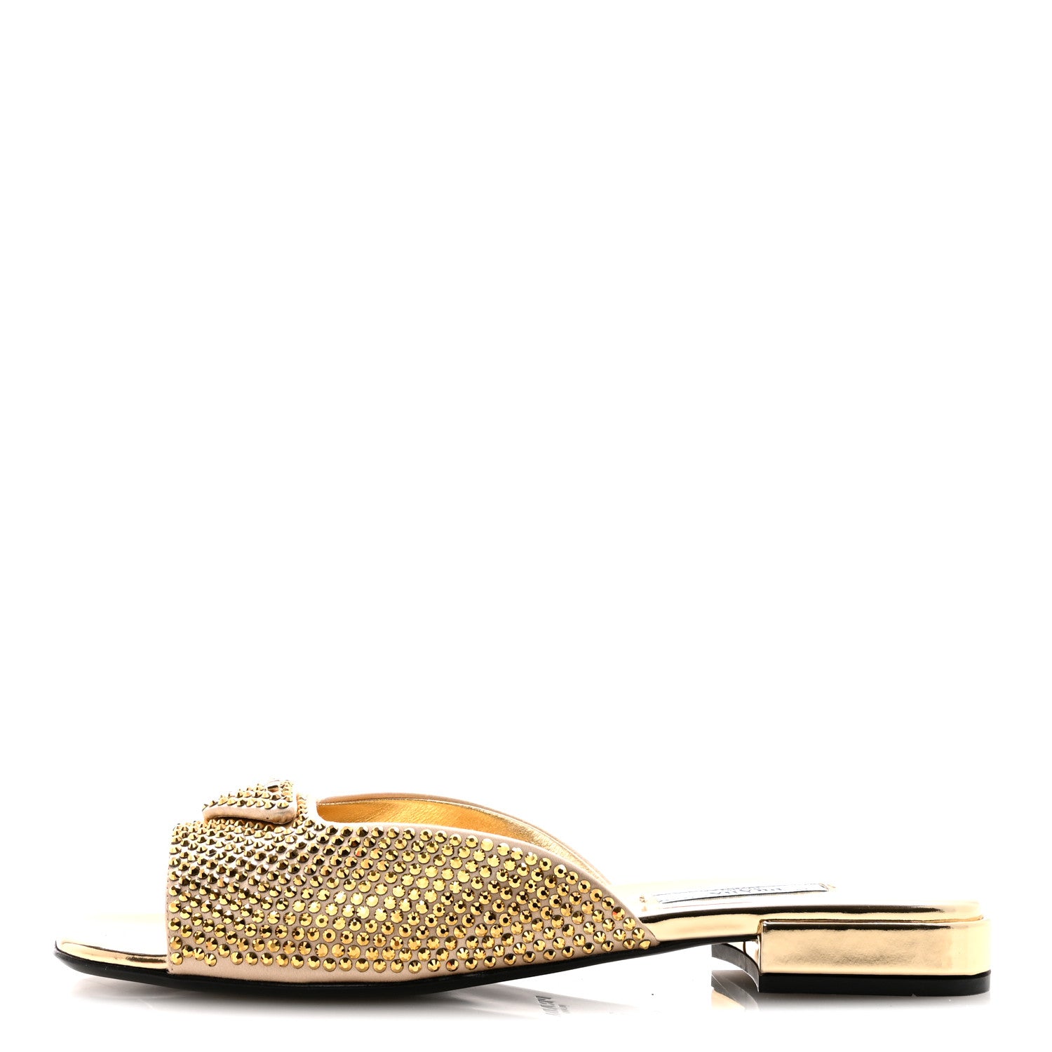 Prada Satin Crystal Logo 10mm Slide Sandals 38 Platino 1 of 9